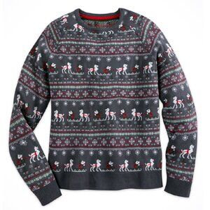 Disney Mickey Mouse, Gray Snowflake, Sleigh Christmas Holiday Sweater - Size M